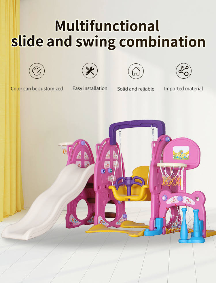 Pink rabit slide and swing 3 in 1