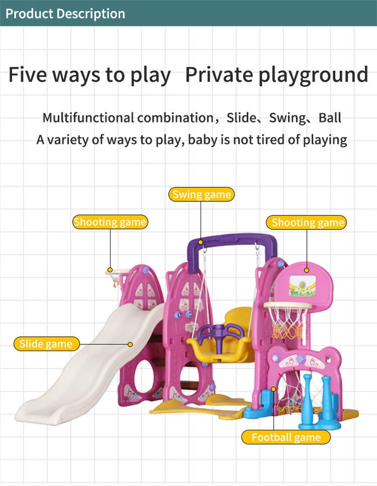 Pink rabit slide and swing 3 in 1