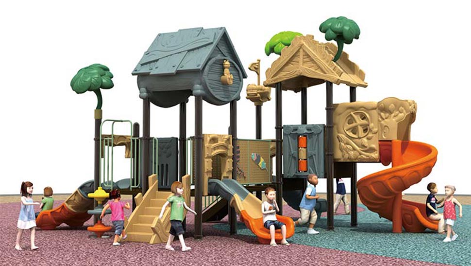 Jungle Themed Children Outdoor Playground with Slide