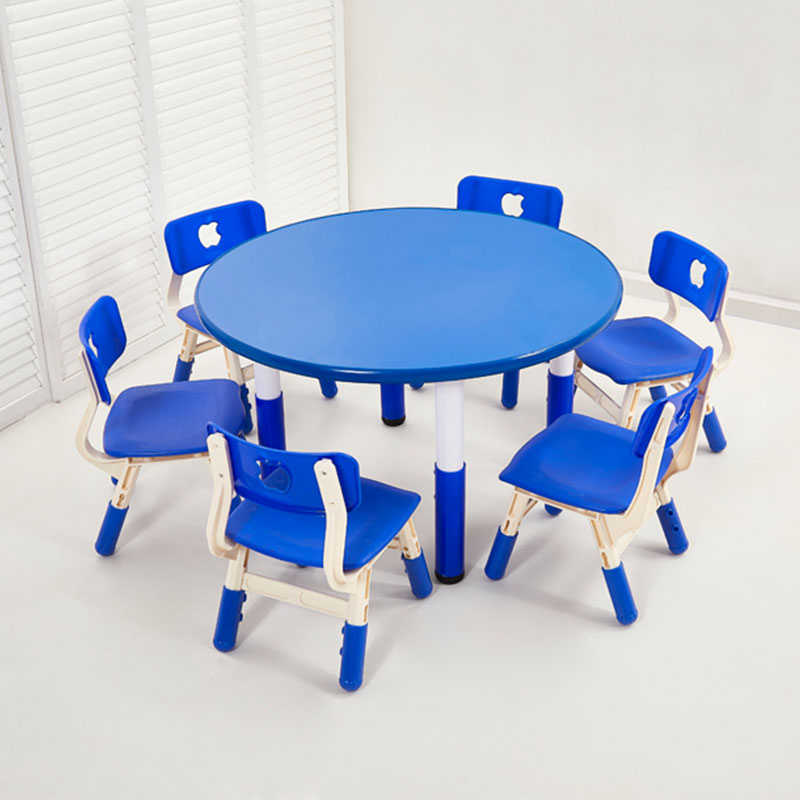 Fireproof Board Six-person Round Table (Plastic Lifting Feet)