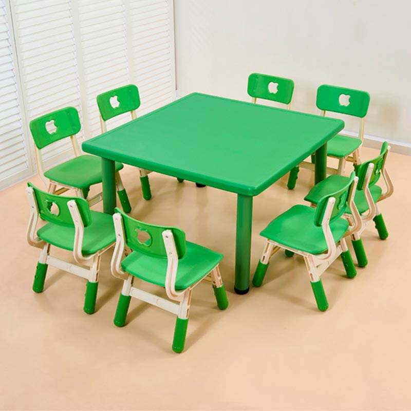 Plastic Square Table for Eight (Stainless Steel Lifting Feet)