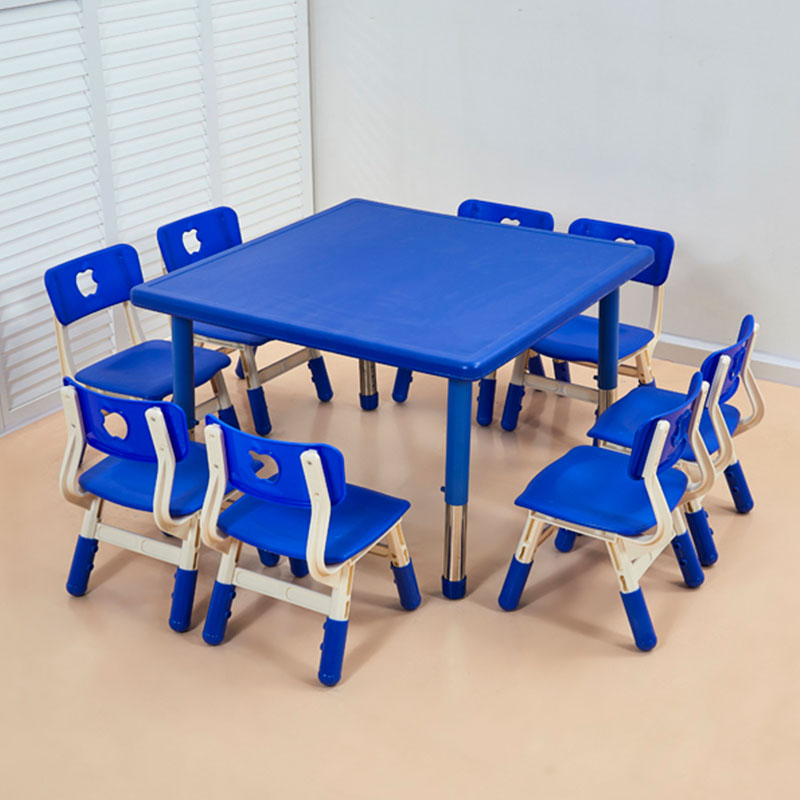 Plastic Square Table for Eight (Stainless Steel Lifting Feet)